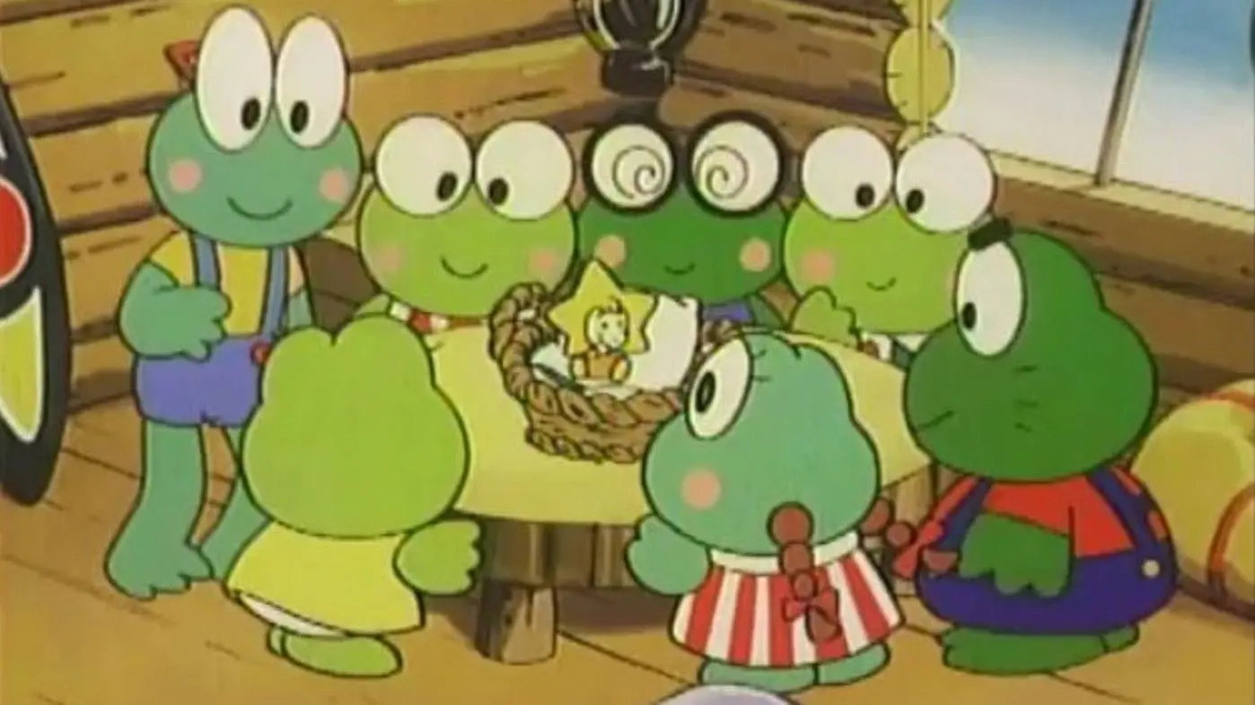 Keroppi in the Christmas Eve Gift backdrop